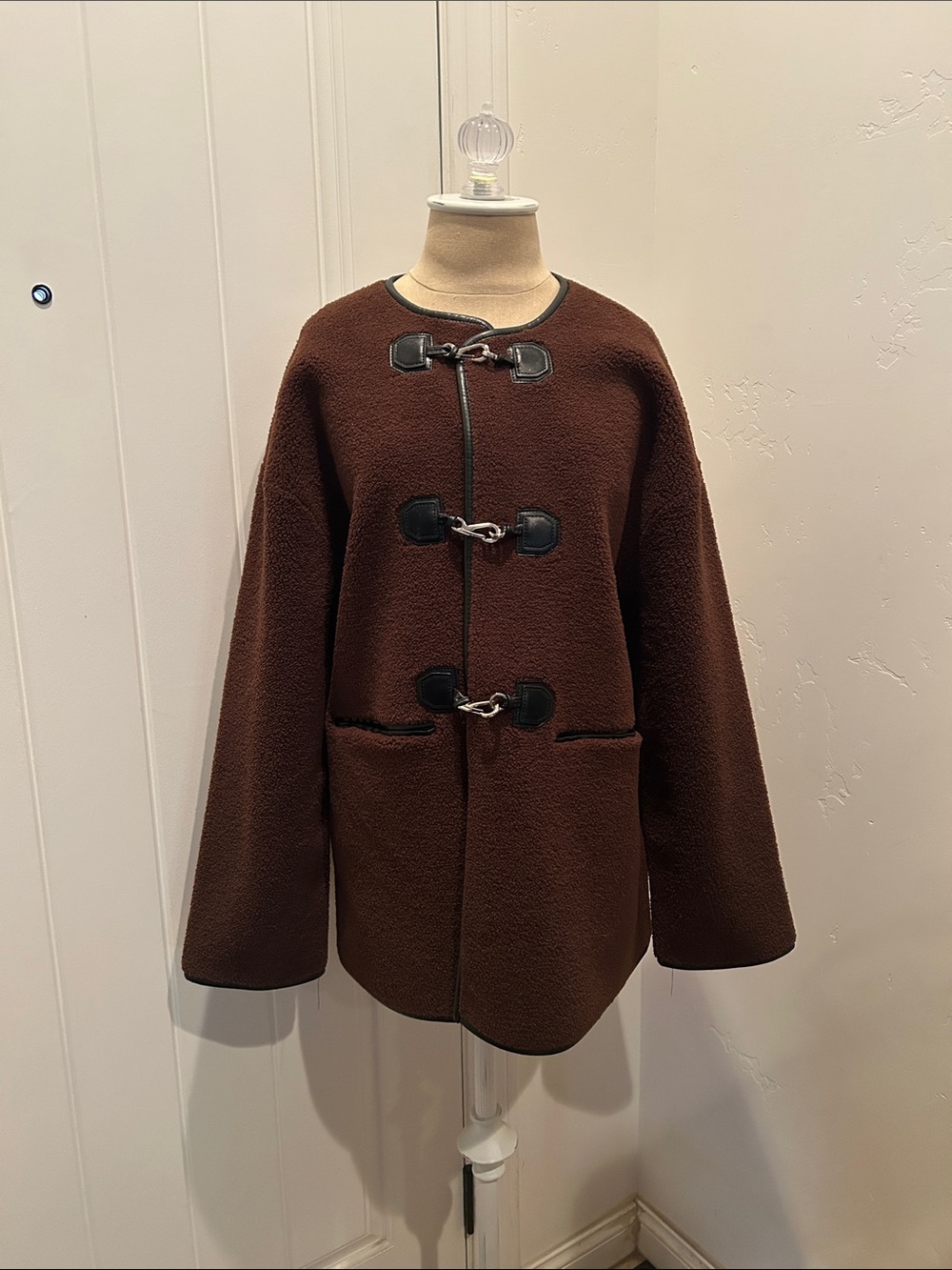 Rebecca Minkoff Brown Shearling Toggle Closure Fleece Jacket